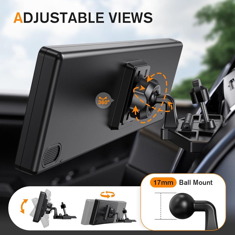 iGoevo CD Slot Mount for CarPlay Screen - 360° Rotation, Tool-Free Installation, Compatible with 7-10 Inch Displays - Image 3