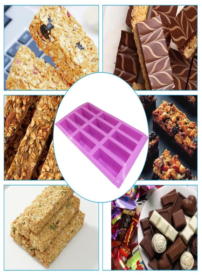 Hitefu 2 Pcs Silicone Granola Bar Molds, 12 Cavity Large Rectangle Bar Molds for Nutrition, Cereal, Energy, Protein, Truffles, Brownies & Cornbread - Image 2