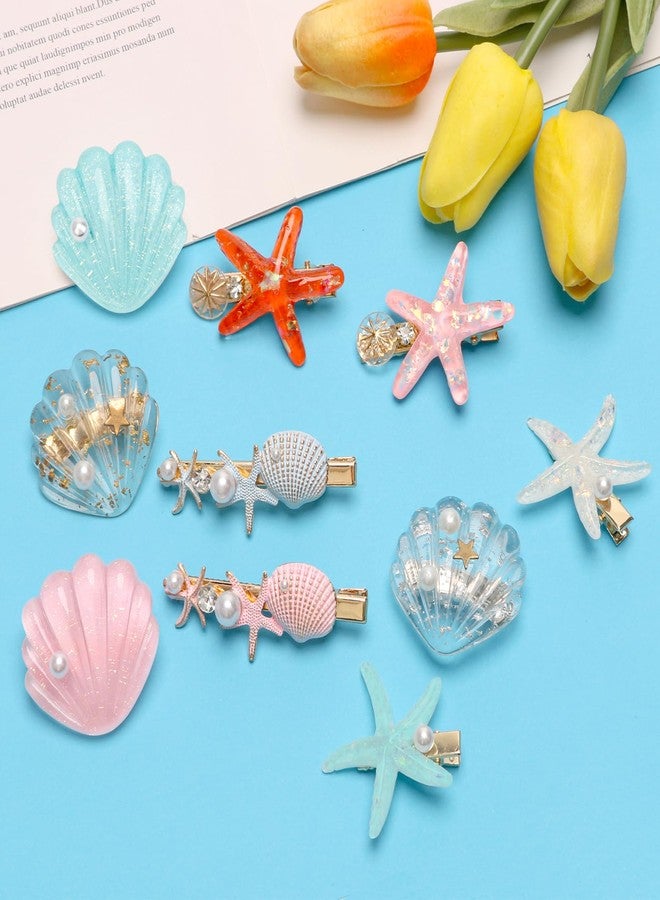Catcan 10 PCS Starfish Hair Clips Seashell Hair Clip Set, Catcan Beach Hair Clips Seashell Hair Accessories for Women Clips Headwear Hairstyle Tool - Image 5