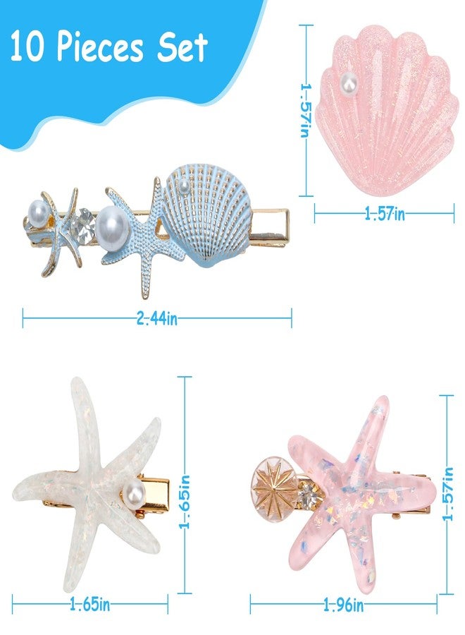 Catcan 10 PCS Starfish Hair Clips Seashell Hair Clip Set, Catcan Beach Hair Clips Seashell Hair Accessories for Women Clips Headwear Hairstyle Tool - Image 2
