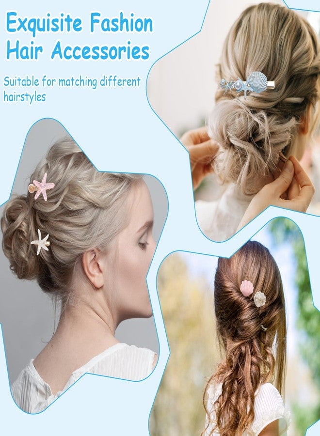 Catcan 10 PCS Starfish Hair Clips Seashell Hair Clip Set, Catcan Beach Hair Clips Seashell Hair Accessories for Women Clips Headwear Hairstyle Tool - Image 4