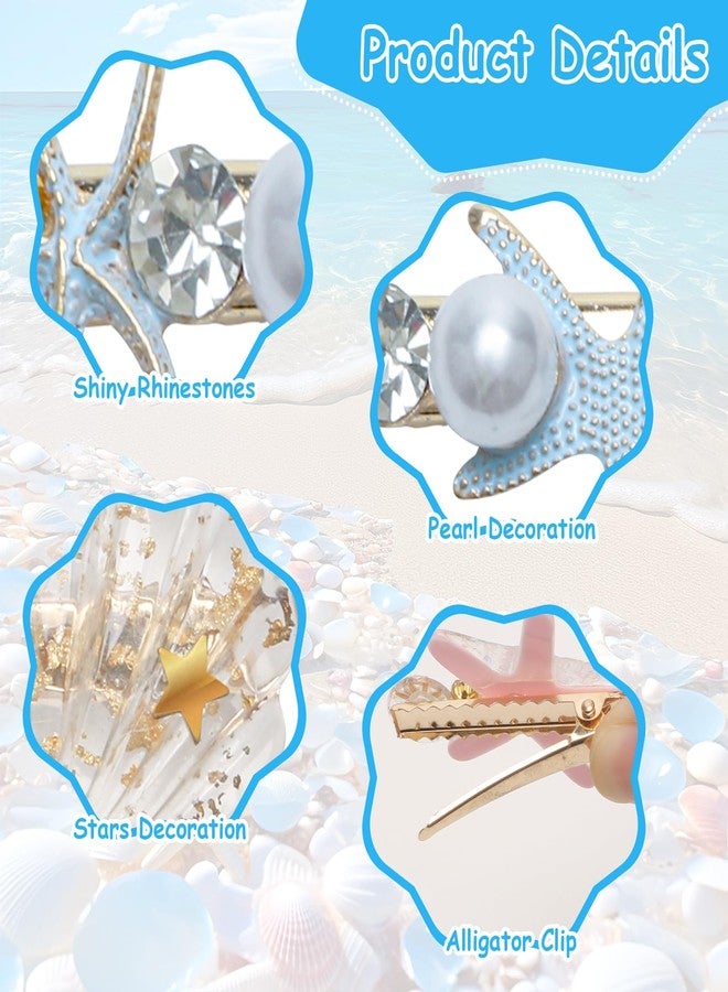 Catcan 10 PCS Starfish Hair Clips Seashell Hair Clip Set, Catcan Beach Hair Clips Seashell Hair Accessories for Women Clips Headwear Hairstyle Tool - Image 3