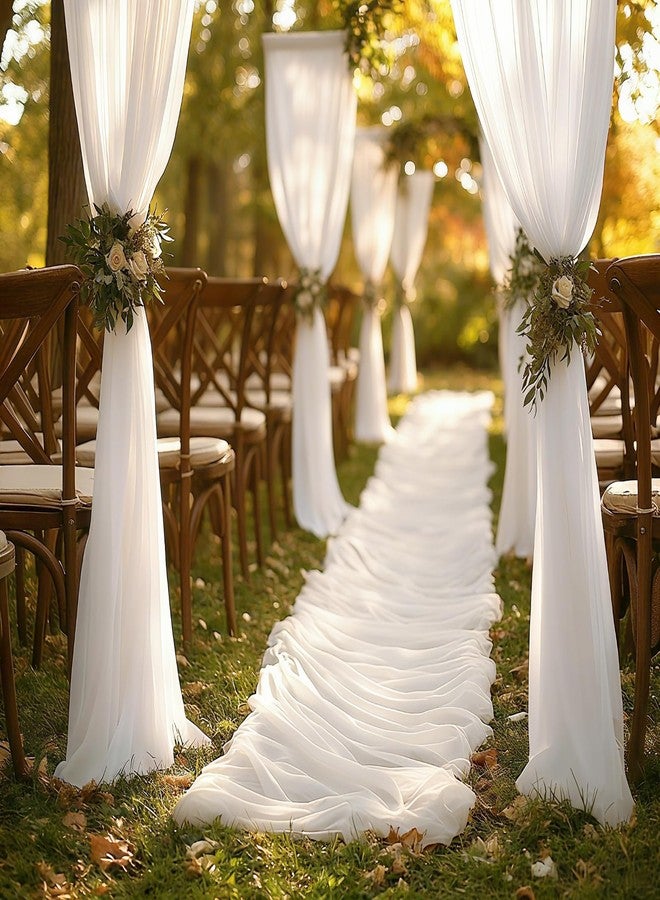 Patioman Wedding Arch Draping Fabric, 31.5" x 20FT Wrinkle-Free Sheer Chiffon Drapery for Ceremony Backdrop, Arbor, Pergola, Church Cross, Photo Booth, Baby Shower & Home Decor, 1-Pack, White - Image 4