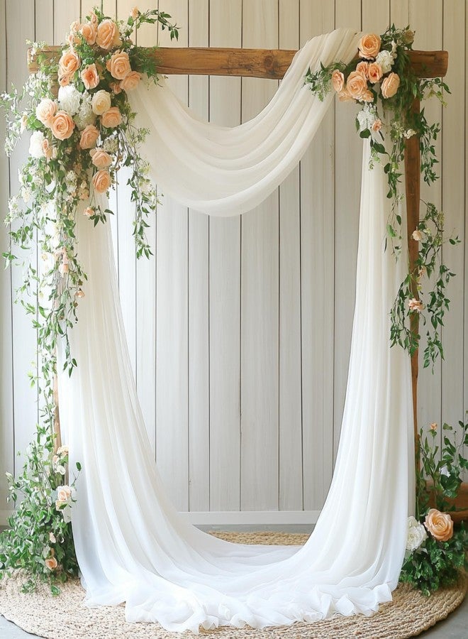 Patioman Wedding Arch Draping Fabric, 31.5" x 20FT Wrinkle-Free Sheer Chiffon Drapery for Ceremony Backdrop, Arbor, Pergola, Church Cross, Photo Booth, Baby Shower & Home Decor, 1-Pack, White - Image 1
