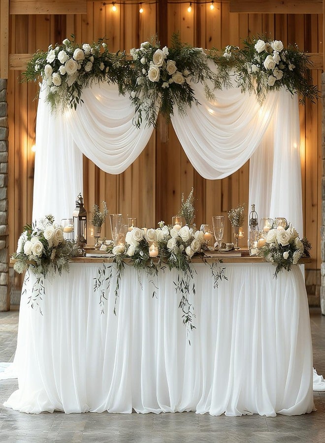 Patioman Wedding Arch Draping Fabric, 31.5" x 20FT Wrinkle-Free Sheer Chiffon Drapery for Ceremony Backdrop, Arbor, Pergola, Church Cross, Photo Booth, Baby Shower & Home Decor, 1-Pack, White - Image 3