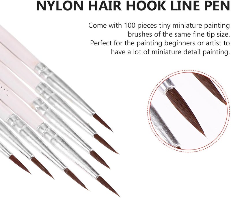 Zerodeko 100pcs Nylon Hair Paintbrush Set Detail Paint Brushes for Acrylic Oil Watercolor Painting Artist Supplies White Fine Tip for Miniature and Craft Use - Image 3