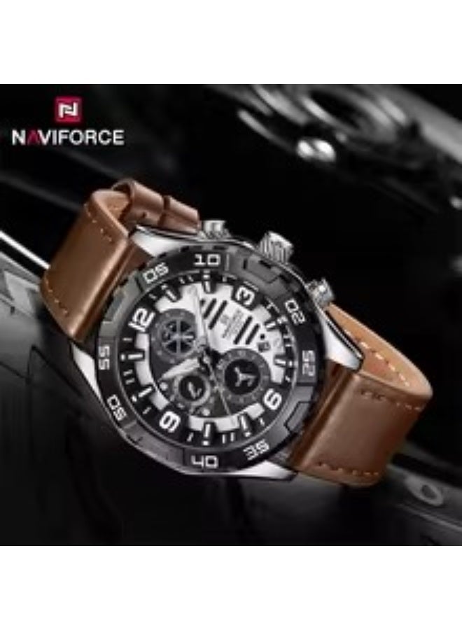 Naviforce Elegance Exquisite Multifunctional Men's Chronograph Watch (Silver) Original NF8043 - Image 2