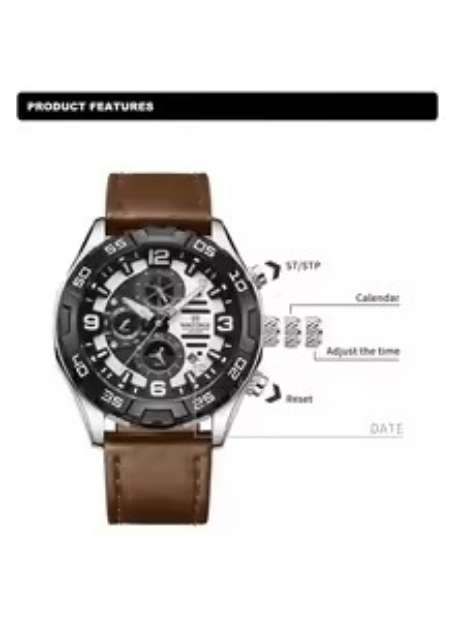 Naviforce Elegance Exquisite Multifunctional Men's Chronograph Watch (Silver) Original NF8043 - Image 4
