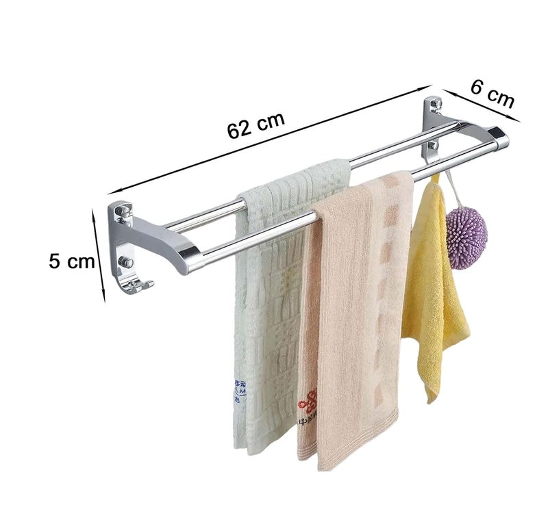 iSTAR iSTAR Towel Rod Double Rod Silver Towel Holder 24 inch Longer 2 Bar Towel Rod (Stainless Steel) (1)  - Image 2