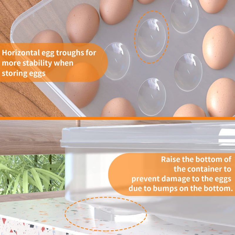 77L Deviled Egg Containers with Lid, (Set of 2), Plastic Egg Holder for Refrigerator for 48 Eggs, Clear Storage Deviled Egg Carrier Tray, Fridge Stackable Countertop Portable Egg Dispenser - Image 4