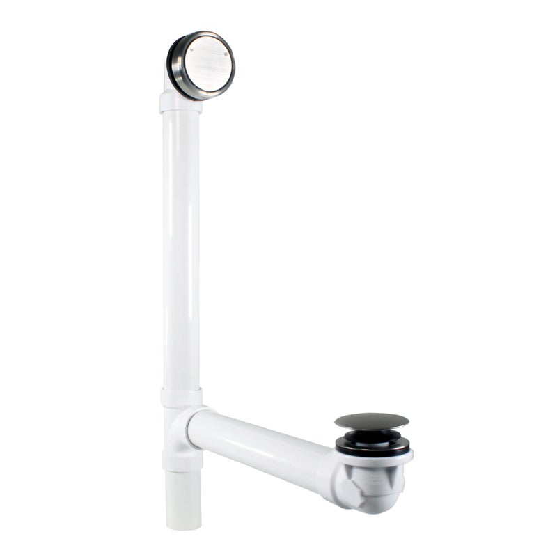 Westbrass D493244CHM07 Bath Waste Overflow Assembly with Patented Deep Soak Faceplate Cover and TipToe Drain Plug SCH 40 PVC Satin Nickel - Image 2