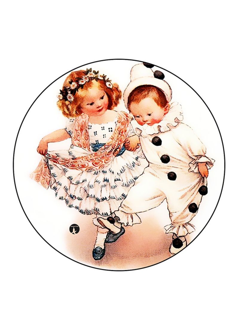 RKN Boy And Girl Printed Mouse Pad Round  Multicolour