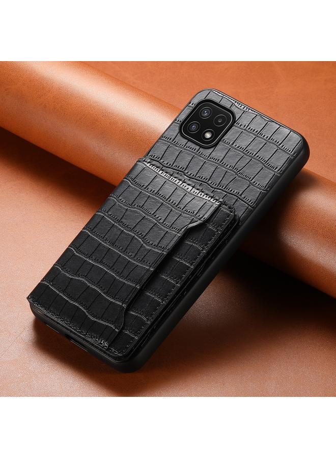 S-TOP Case For Samsung Galaxy A22 5G Crocodile Texture Card Bag Design Full Coverage Phone Case - Image 2