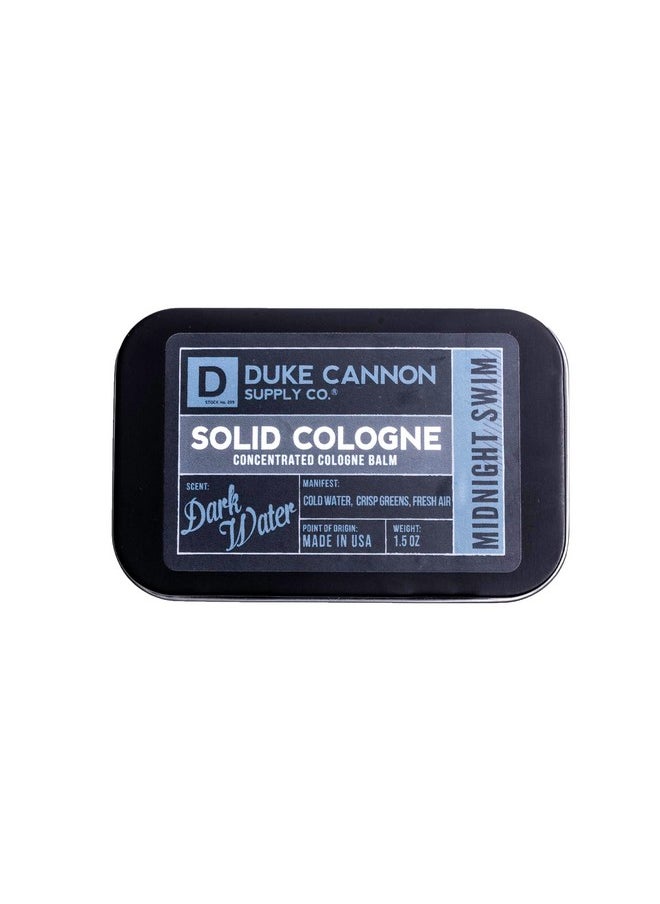 Duke Cannon Supply Co. Solid Cologne For Men Midnight Swim Cold Water, Crisp Greens, Fresh Air Concentrated Balm, Travel Friendly Tin, Made With Natural & Organic Ingredients, 1.5 Oz (1 Unit)  - Image 1