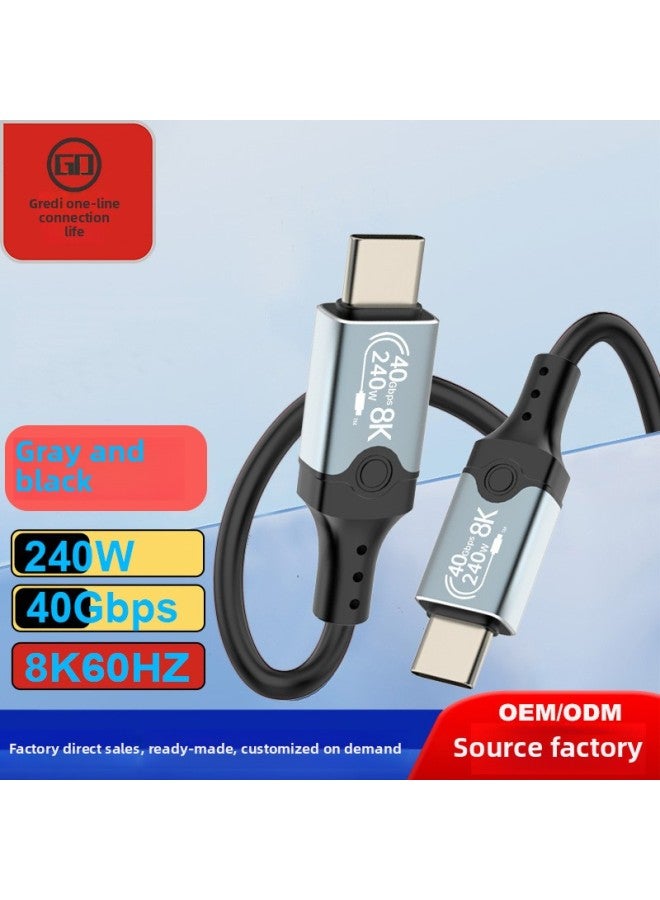 USB4 Data Cable Compatible With Lightning 4 Type C Double-headed 8K Projection Screen Cable 40Gbps Transmission PD240W Fast Charging Cable-Color:Slate Gray-Line Length:2 M