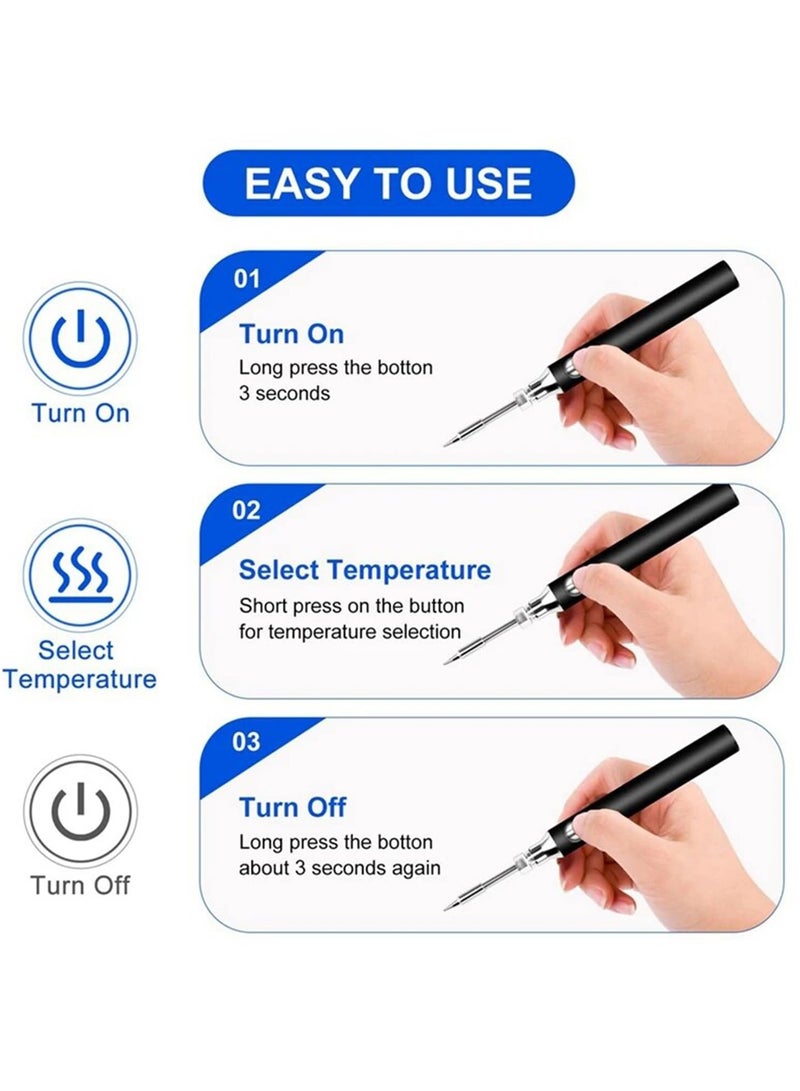 Excefore Soldering Iron Kit, Cordless Soldering Iron Tool Kit, Portable Adjustable Temperature Electronic Welding Tool Pen with 3 Interchangeable Tips for Home Appliance Repair - Image 3