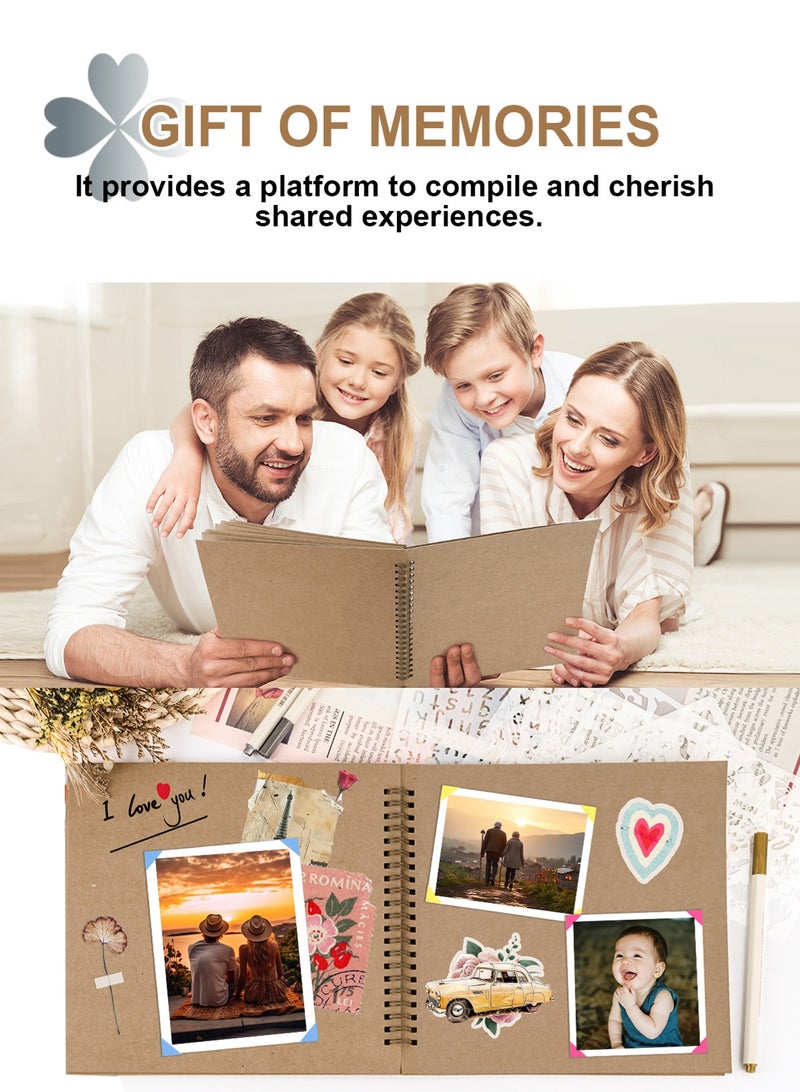 هومار كيت ألبوم قصاصات ورق كرافت بغلاف مقوى مقاس 8 × 8 بوصة، 40 صفحة، ألبومات صور، دفتر ذكريات مع قلم معدني لحفلات الزفاف والذكرى السنوية للعائلة (أصفر، 8 بوصة) - Image 3