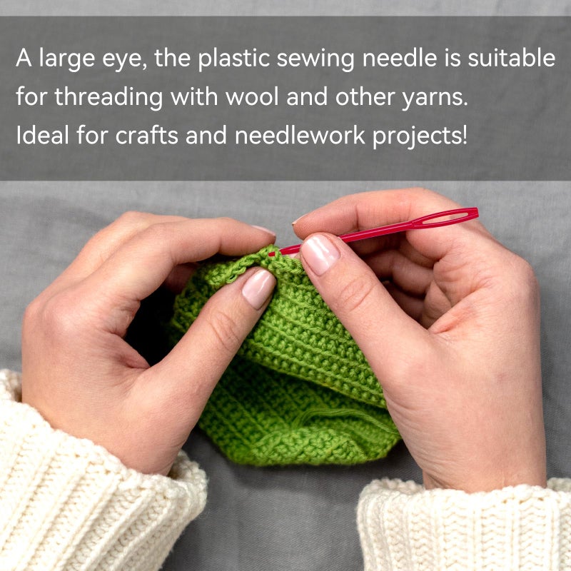 LOKUNN 100 Pcs Large Eye Plastic Needles, 2.7inch/7cm Learning Needles, Yarn Needles Darning Sewing Needles Tapestry Needles, Safety Plastic Lacing Needles for DIY Sewing Handmade Crafts - Image 3