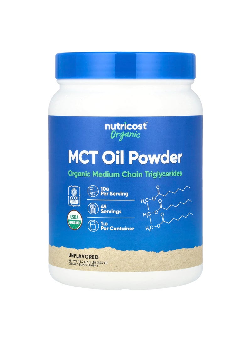 Nutricost Organic MCT Oil Powder, Unflavored, 16.2 oz (454 g)