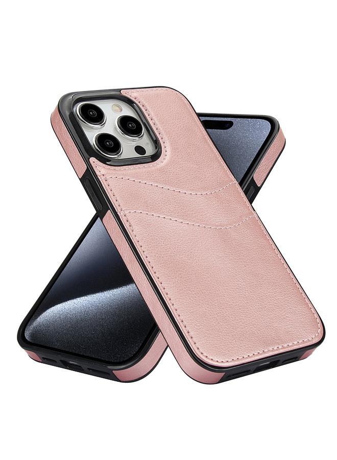 اس-توب جراب لهاتف iPhone 12 Pro مصنوع من جلد الليتشي مع فتحات للبطاقات - Image 2