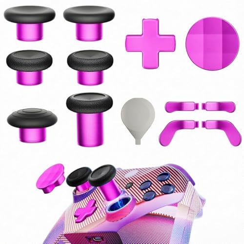 ZAPOLEX 14in1 Controller Accessories Kit Compatible with Xbox Elite Series 2 6 Premium Metal Thumbsticks Swap Joysticks 4 Interchangeable Paddles 2 DPads 1 Tool 1 Storage Bag Magenta - Image 1