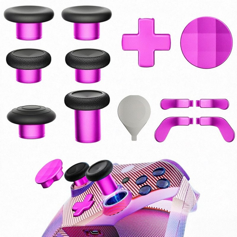 ZAPOLEX 14in1 Controller Accessories Kit Compatible with Xbox Elite Series 2 6 Premium Metal Thumbsticks Swap Joysticks 4 Interchangeable Paddles 2 DPads 1 Tool 1 Storage Bag Magenta - Image 2