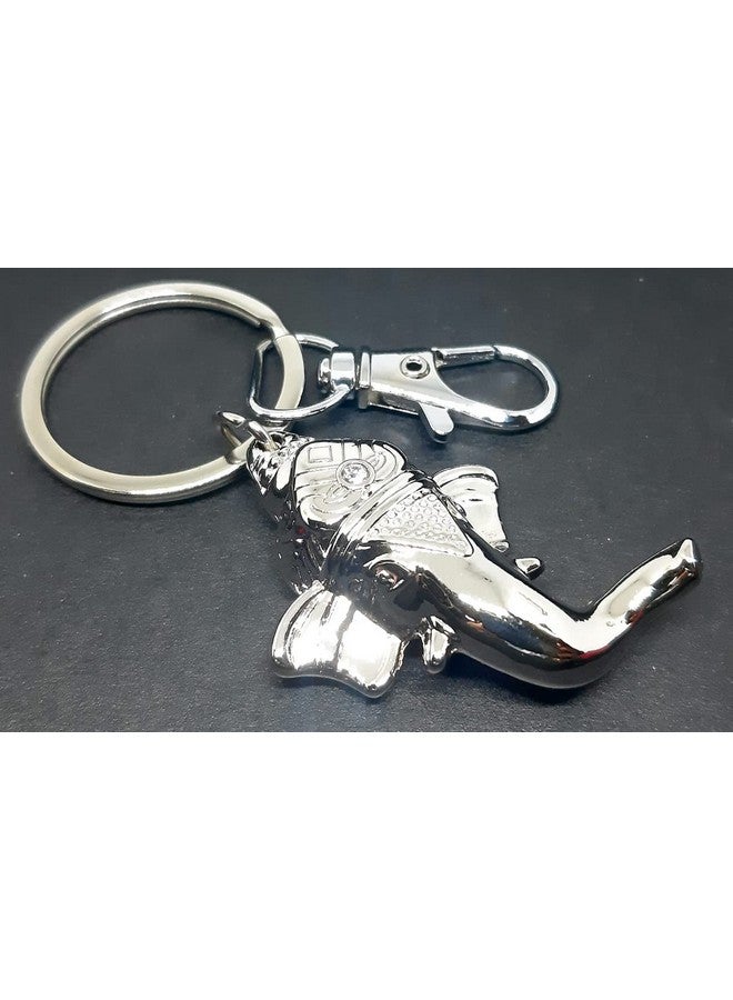 Aura Set Pf 3 Goodluck Lambodhar Ekdanta Vighnaharta Siddhivinayak Ganesha Ganpati Bappa Keyring Keychain For Bike Car Home Office Keys Silver Metal Keychain - Image 4