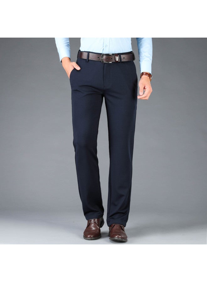 Fomoce Four-way Stretch Men's Casual Pants, Spring/autumn Solid Color Straight-leg Trousers, Breathable Dress Pants For Business Men - Image 4