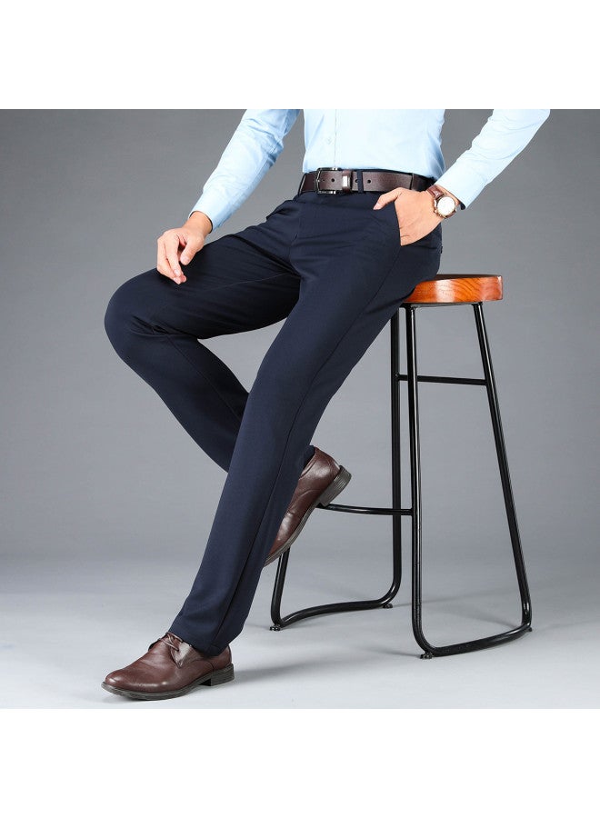 Fomoce Four-way Stretch Men's Casual Pants, Spring/autumn Solid Color Straight-leg Trousers, Breathable Dress Pants For Business Men - Image 5