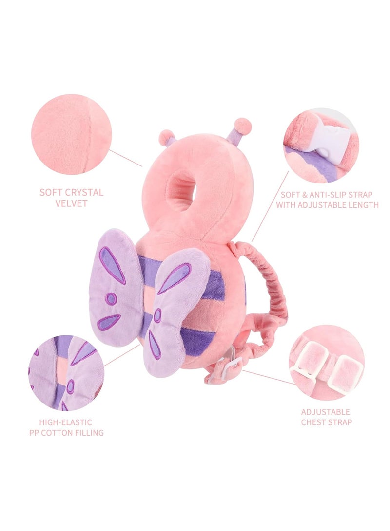 Taizz Ventures Baby Walker Head Protector - Adjustable Baby Head & Back Safety Cushion Backpack for Toddlers - Suitable for Ages 6 to 24 Months - Butterfly Pink  - Image 2