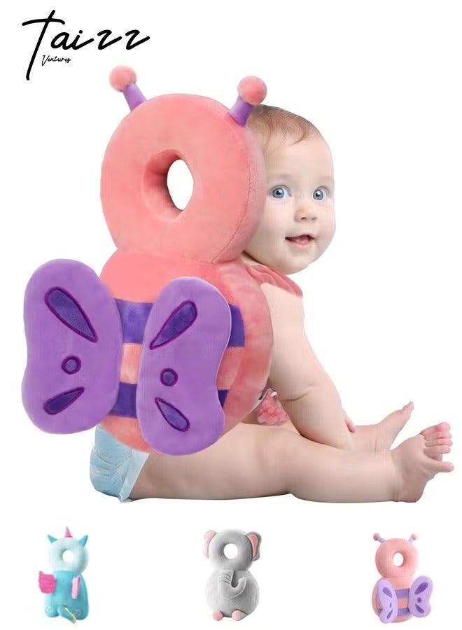 Taizz Ventures Baby Walker Head Protector - Adjustable Baby Head & Back Safety Cushion Backpack for Toddlers - Suitable for Ages 6 to 24 Months - Butterfly Pink  - Image 1
