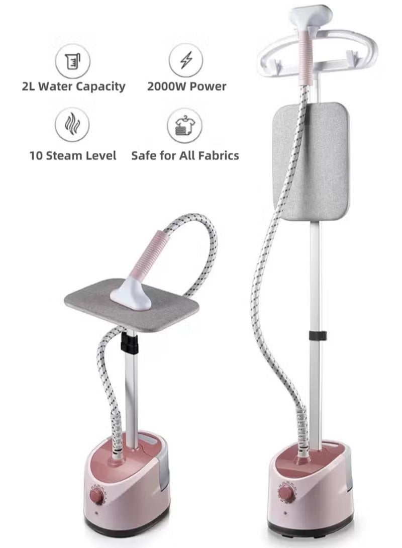 بوليفياز [ترقية] غلاية ملابس حرفية مع لوح قيض، غلاية واقفة للملابس بقدرة 2000 واط، تكوين بخار من 10 مستويات، خزان ماء بحجم 2 لتر، بخار سريع في 26 ثانية، إعدادات الارتفاع الحرة - Image 1