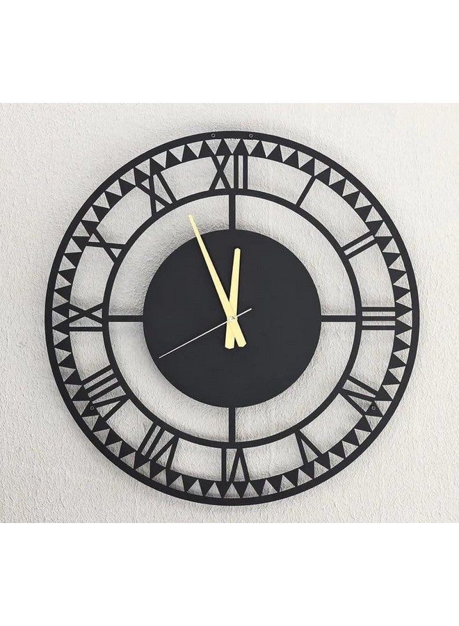 Dcloud Large Metal Skeleton Wall Clock with Roman Numerals - Silent Non-Ticking Decorative Clock for Living Room Cafe Loft Hotel Bar Office Bedroom Kitchen (Black) (40 CM) DA-137 - Image 1