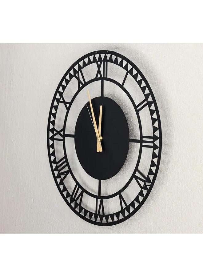 Dcloud Large Metal Skeleton Wall Clock with Roman Numerals - Silent Non-Ticking Decorative Clock for Living Room Cafe Loft Hotel Bar Office Bedroom Kitchen (Black) (40 CM) DA-137 - Image 3
