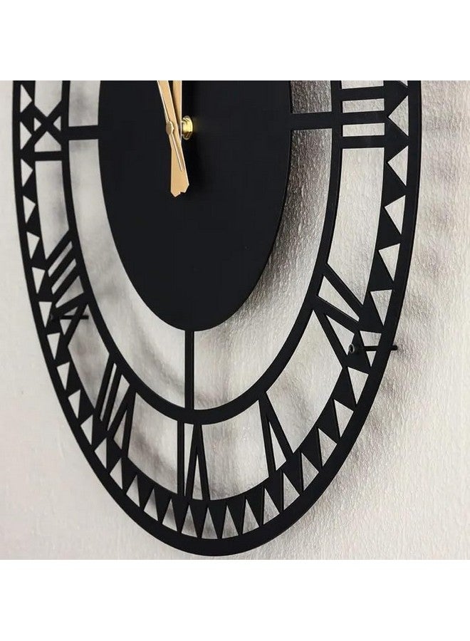 Dcloud Large Metal Skeleton Wall Clock with Roman Numerals - Silent Non-Ticking Decorative Clock for Living Room Cafe Loft Hotel Bar Office Bedroom Kitchen (Black) (40 CM) DA-137 - Image 4
