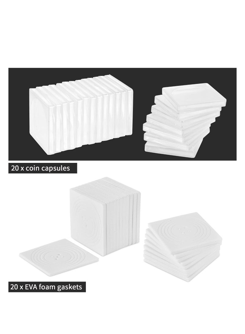 SOLARAE 20 Pieces Silver Dollar Coin Holder, Coin Snap Holders, Coin Capsule Storage Box with 5 Size (20/25/30/35/40 mm), Coin Collection Supplies Dollar Bill Holder, Coin Case for Collectors - Image 5