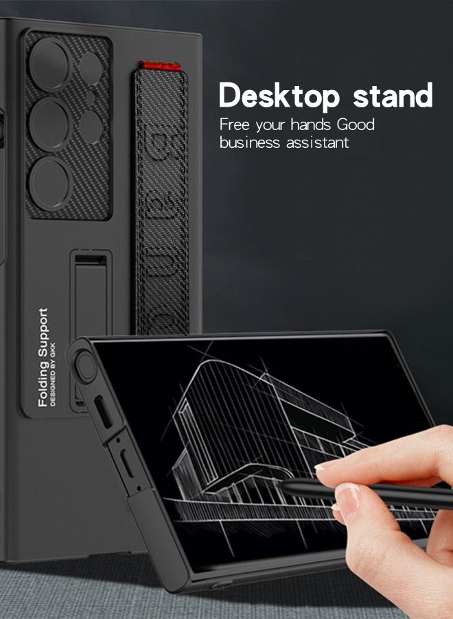 GROIC Compatible for Samsung Galaxy S23 Ultra 6.8" Case with PU Wrist Strap Holder, Stand Kickstand Case and Camera Lens Protective Cover Drop Protective Slim Hard Shockproof Case  - Image 2
