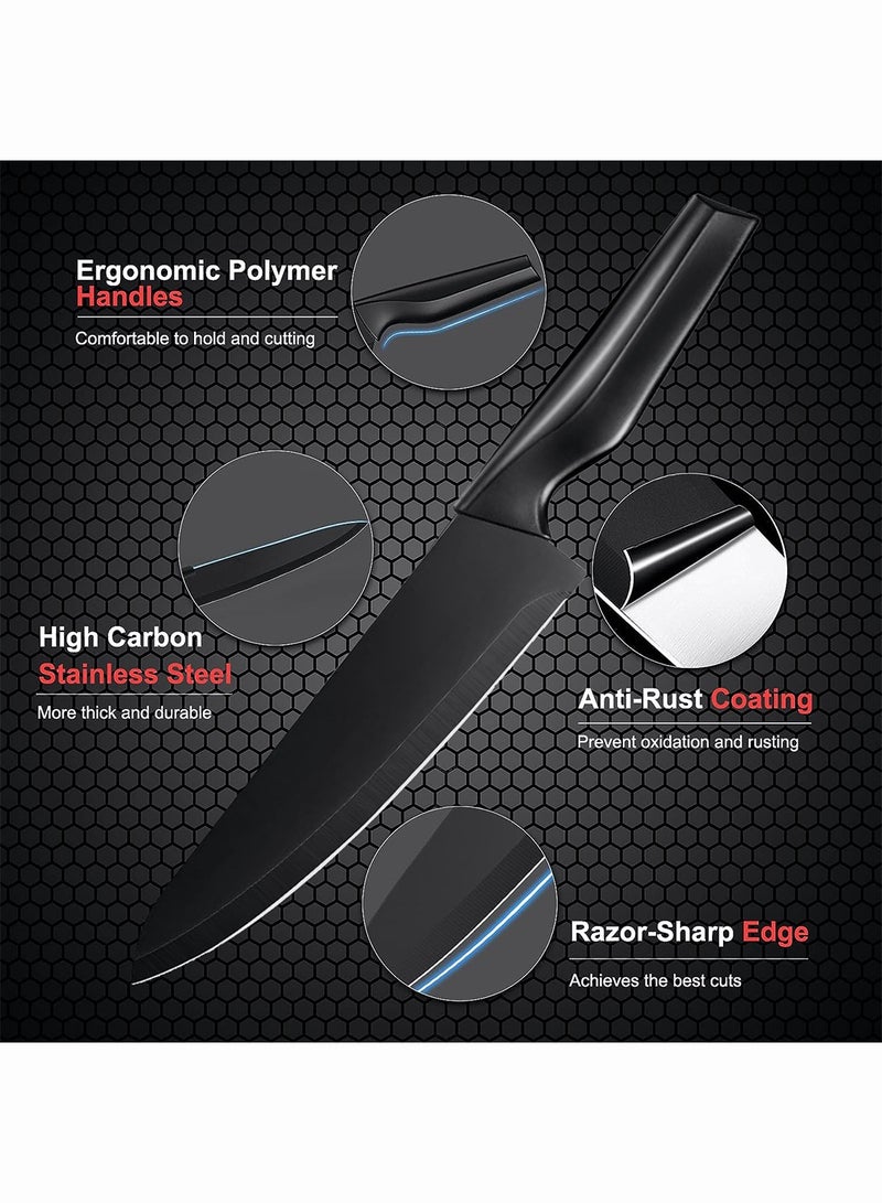 Knife Set for Kitchen, 15 Pcs Kitchen Knife Set with Built-in Knife Sharpener, Dishwasher Safe, Stainless Steel Knife Block Set for Chopping, Slicing, Dicing&Cutting  - Image 3