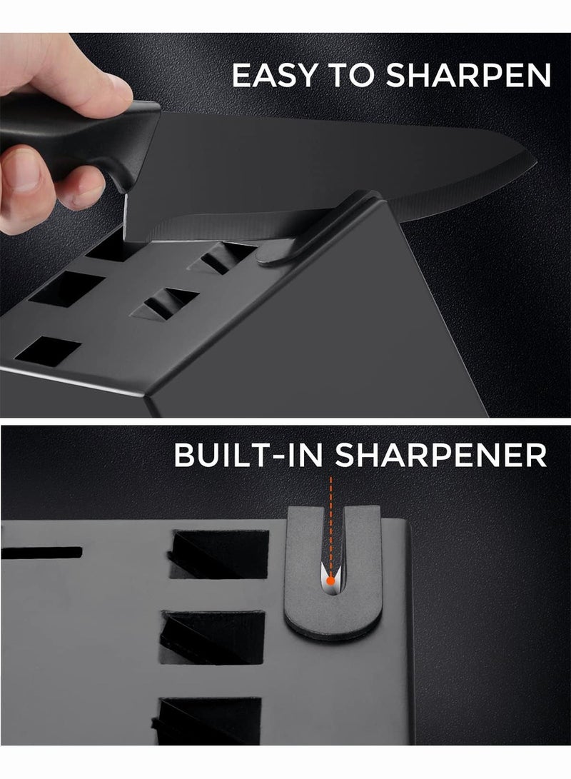 Knife Set for Kitchen, 15 Pcs Kitchen Knife Set with Built-in Knife Sharpener, Dishwasher Safe, Stainless Steel Knife Block Set for Chopping, Slicing, Dicing&Cutting  - Image 4