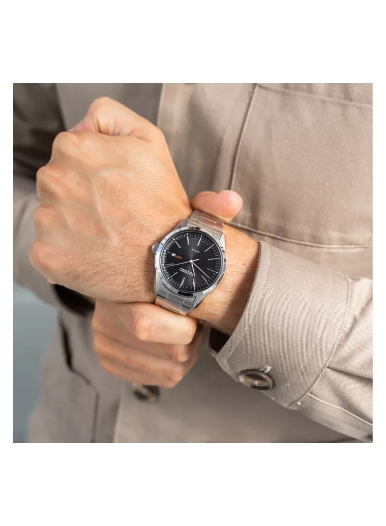 سيكو Seiko Solar Men's Watch SNE527P1 Black - Image 2