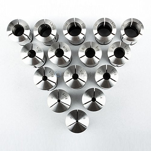All Industrial High Precision 15 Pc. Round 5C Collet Set 1/8-1" x 16ths Hardened T.I.R. 0.0005" Lathe - Image 3