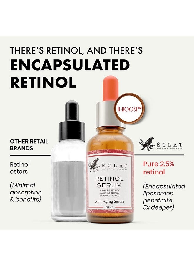 Eclat Skincare - Retinol Serum 2.5% Retinol Serum For Face Resurfacing Retinol Serum With Aloe Vera Hyaluronic Acid And Vitamin B3 Anti Wrinkle Serum Retinol For Moisturizing & Brightening Antiaging Serum - Image 1