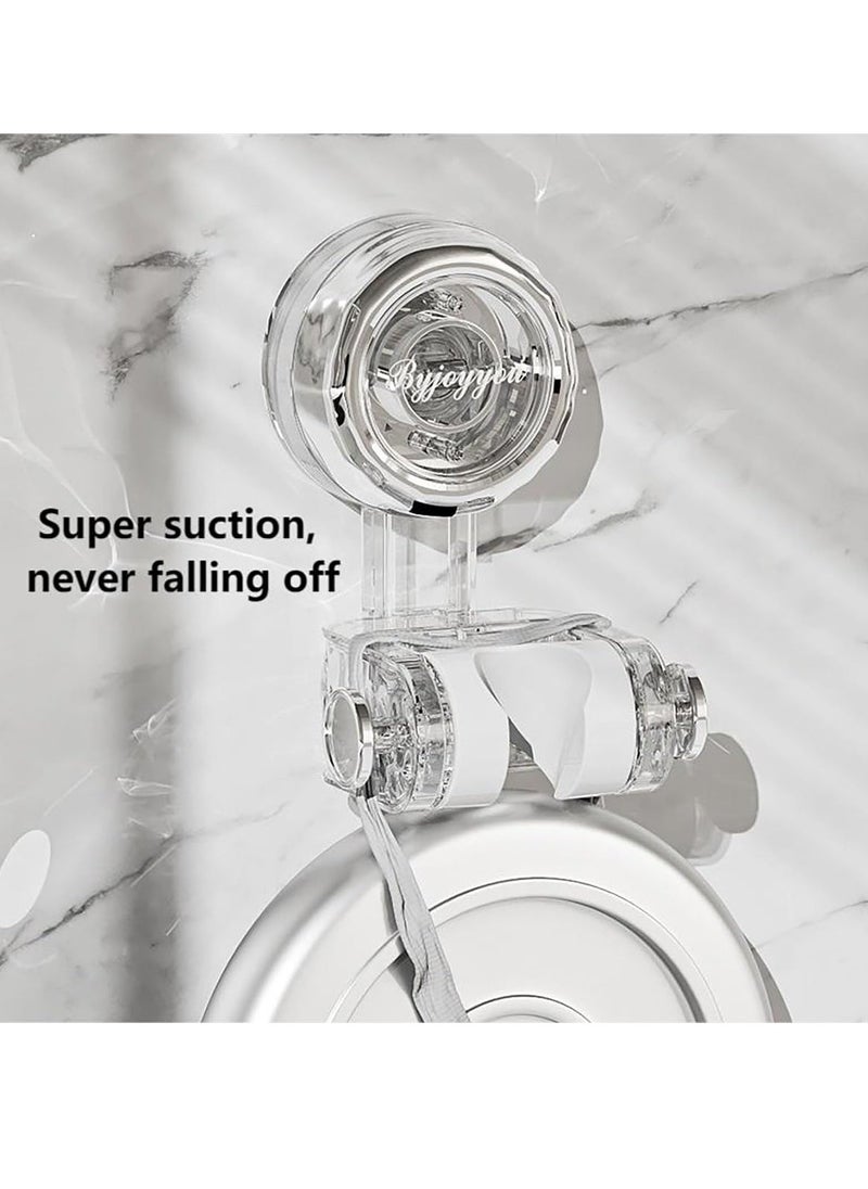 Shower Head Holder with 2 Hanger Hooks, Adjustable Height Handheld Suction Cup Shower Sprayer Holder Releases and Reposition Easily，Wall Mounted No Need to Drill Holes (Transparent) - Image 4