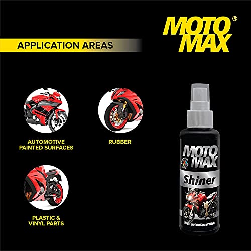 Motomax Shiner Multi surface Spray Polish 100ml, Pack of 2 |Instantly Cleans, Polishes and Shines Motorbikes, Scooters, Cars | Useful for Plastic, Metal, Tyre & Rubber Part - Image 4