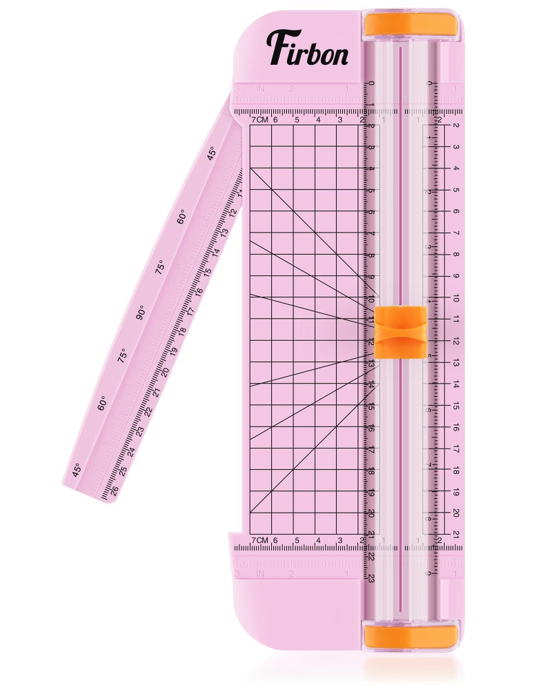 Firbon Pink A5 Paper Cutter, Straight Small Paper Trimmer with Side Ruler for Scrapbooking Craft, Paper, Coupon, Label, Cardstock - Image 1