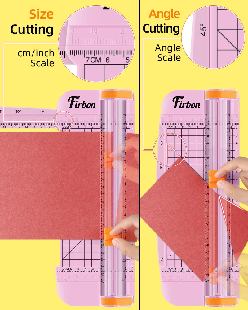 Firbon Pink A5 Paper Cutter, Straight Small Paper Trimmer with Side Ruler for Scrapbooking Craft, Paper, Coupon, Label, Cardstock - Image 3
