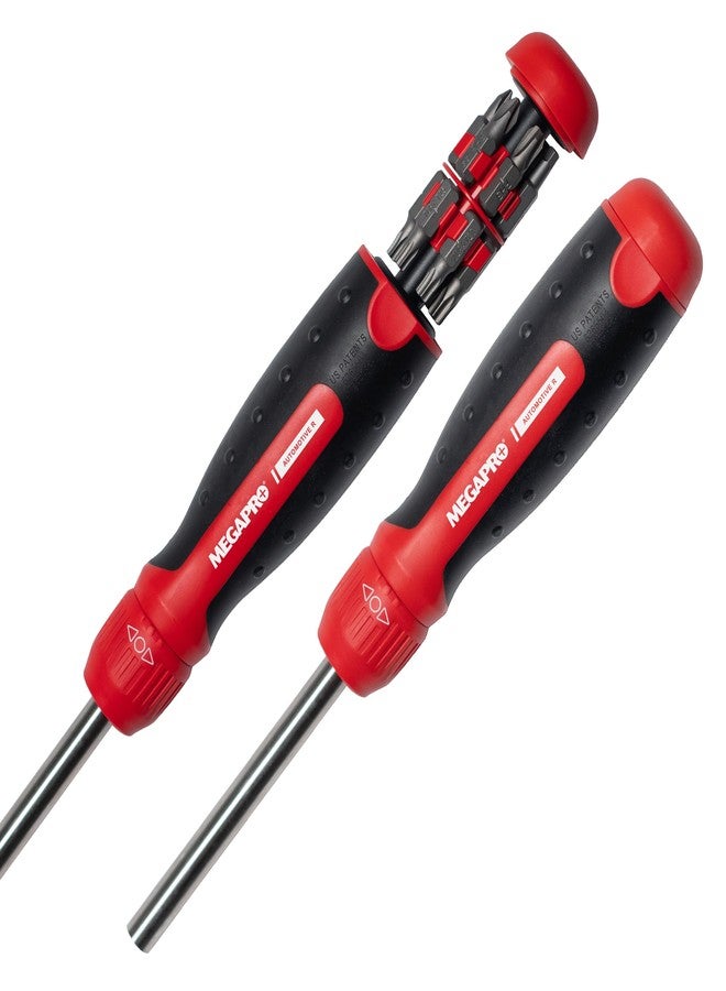 Megapro Automotive Screwdriver Set | One Multi-Bit Screwdriver with ¼” Hex Shaft | Phillips, Torx | Compact Automotive Bit Set (Ratcheting) - Image 1