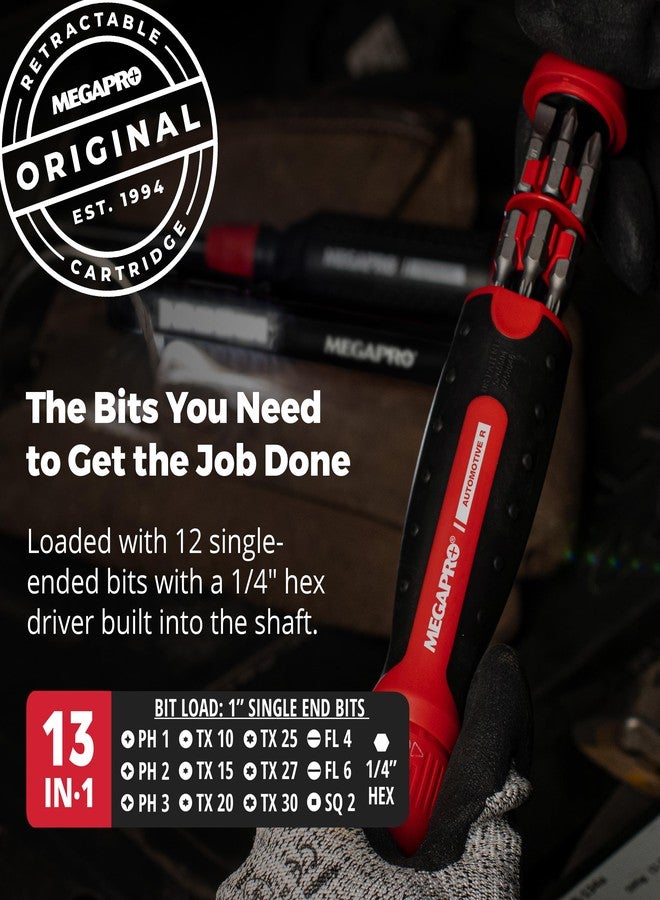 Megapro Automotive Screwdriver Set | One Multi-Bit Screwdriver with ¼” Hex Shaft | Phillips, Torx | Compact Automotive Bit Set (Ratcheting) - Image 2