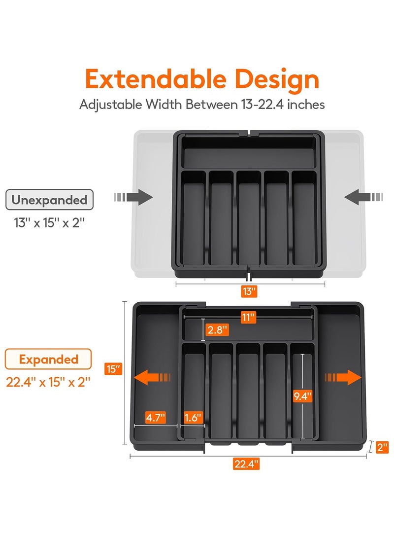 general Silverware Drawer Organizer Expandable Utensil Tray for Kitchen and Cutlery Holder Adjustable Plastic Storage for Spoons Forks Knives Large - Image 3