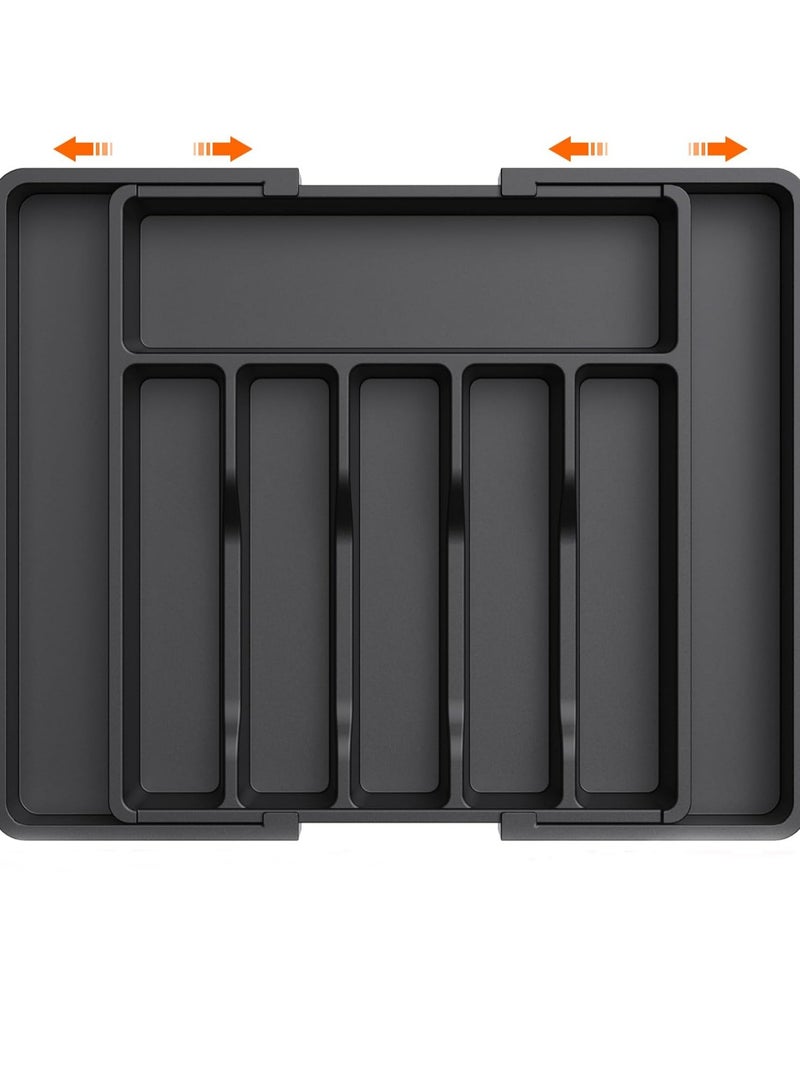 general Silverware Drawer Organizer Expandable Utensil Tray for Kitchen and Cutlery Holder Adjustable Plastic Storage for Spoons Forks Knives Large - Image 1